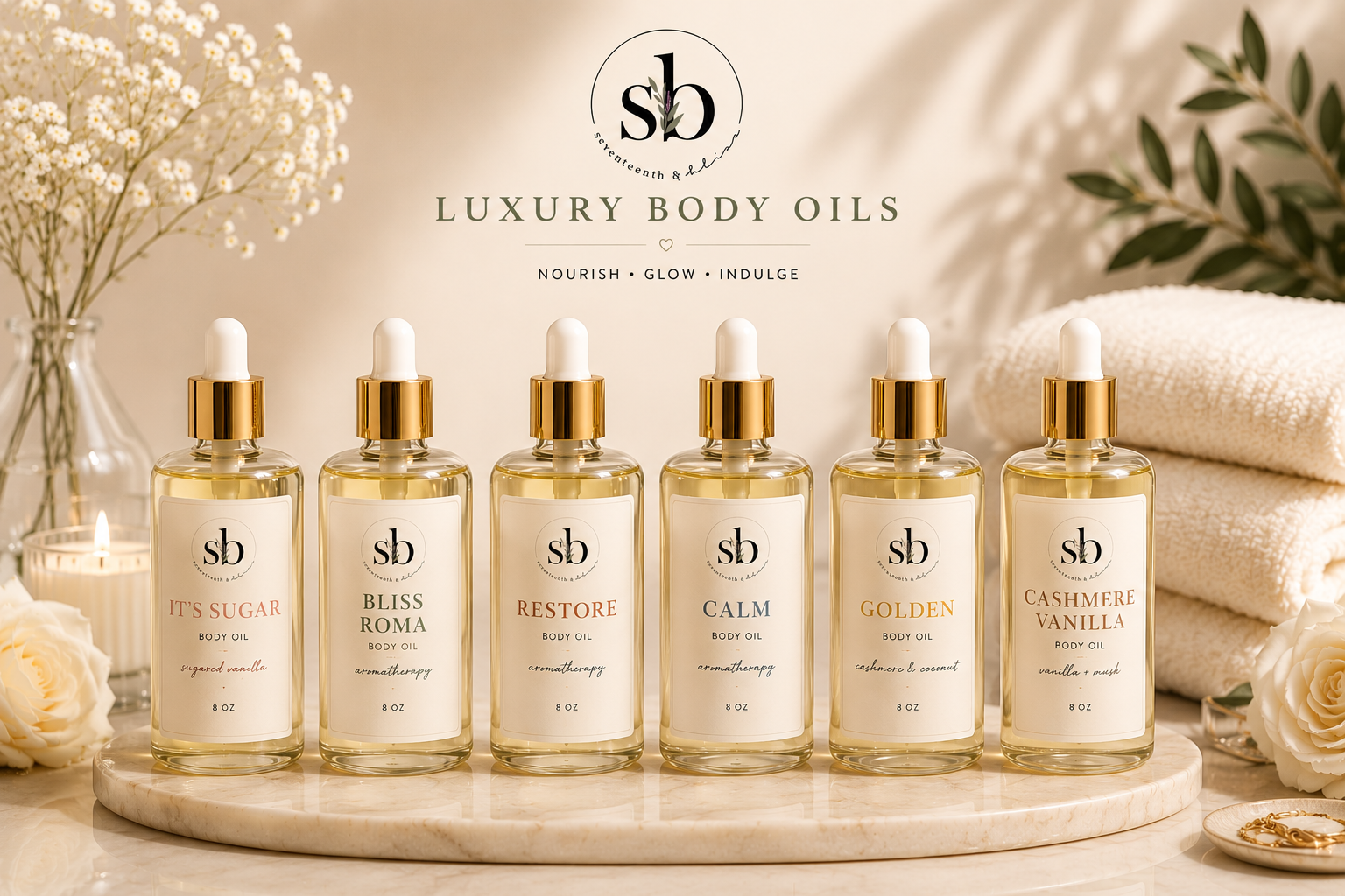 Seventeenth and Bliss body oil collection