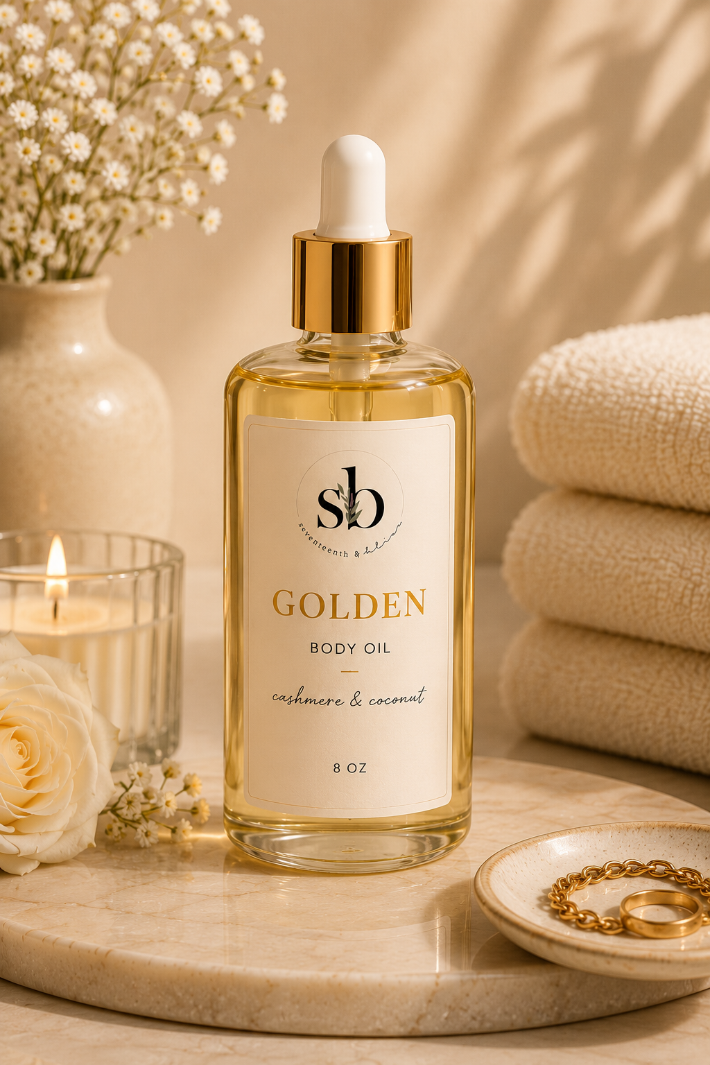 Golden body oil
